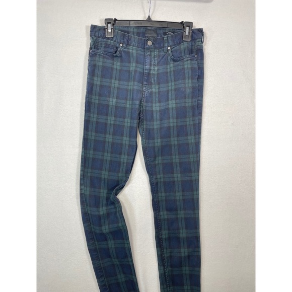 H&M Womens Jeans US 29 Skinny Fit Plaid Blue Green Casual Pants - Picture 9 of 13